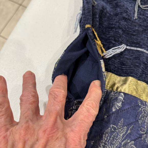 Flashback Jacket Blue/Gold Blazer Velvet Satin Patchwork Boho Women’s Size Small - Picture 10 of 16